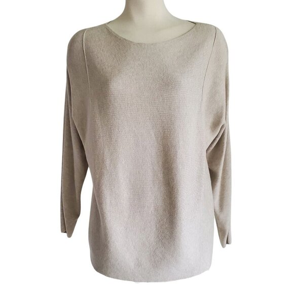 J. Jill Oatmeal Color Flat Knit Oversized Sweater with Back Detail Size XS - Picture 3 of 16